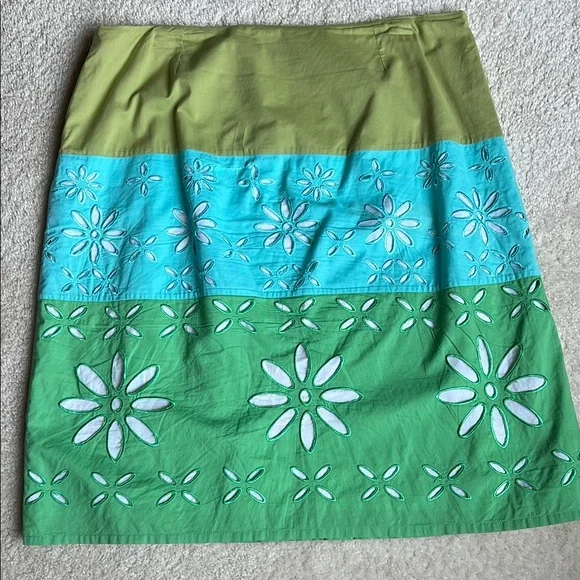 Boden Green and Blue Embellished A-Line Skirt - Picture 2 of 7